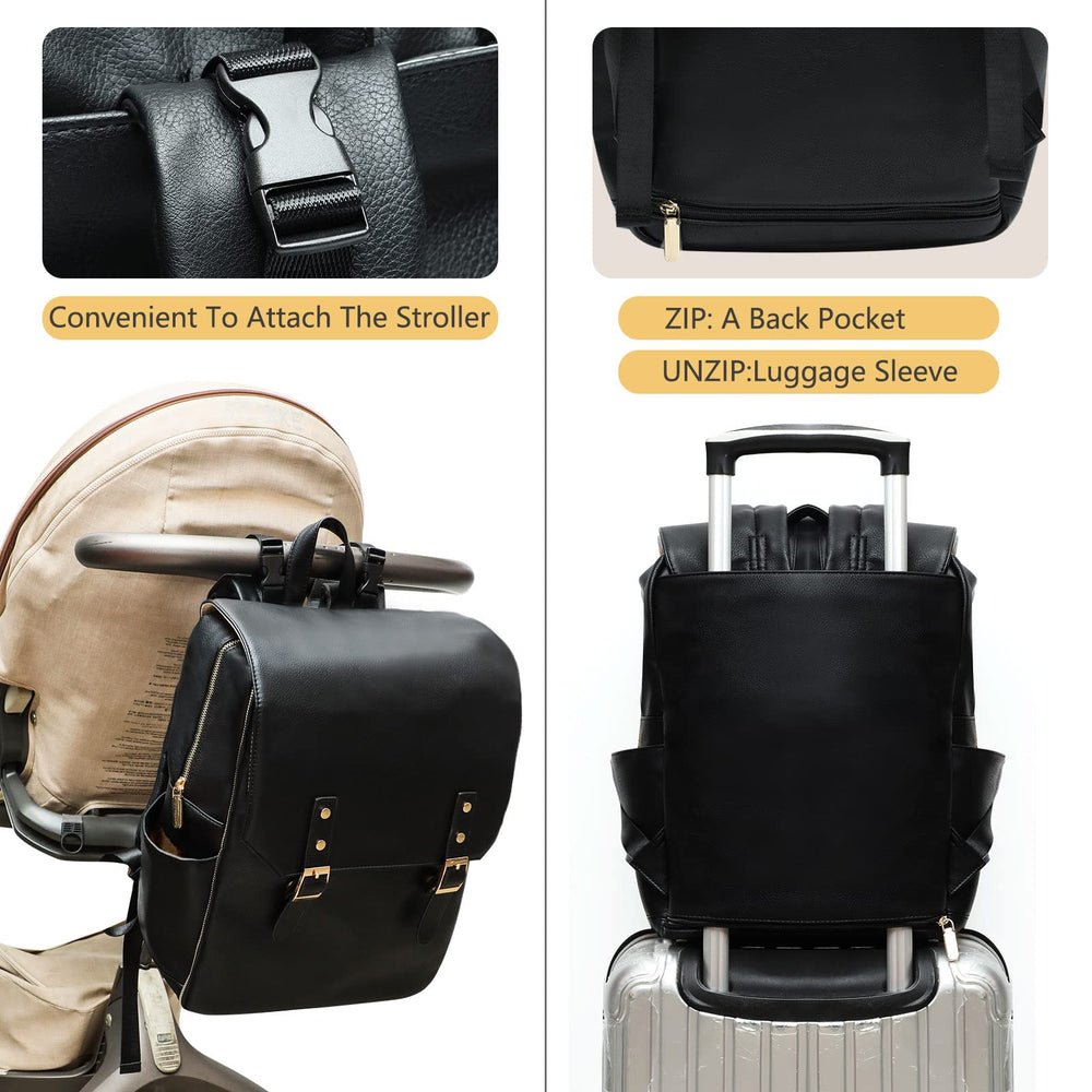 Miss Fong leather diaper bag backpack durable strap for daily use