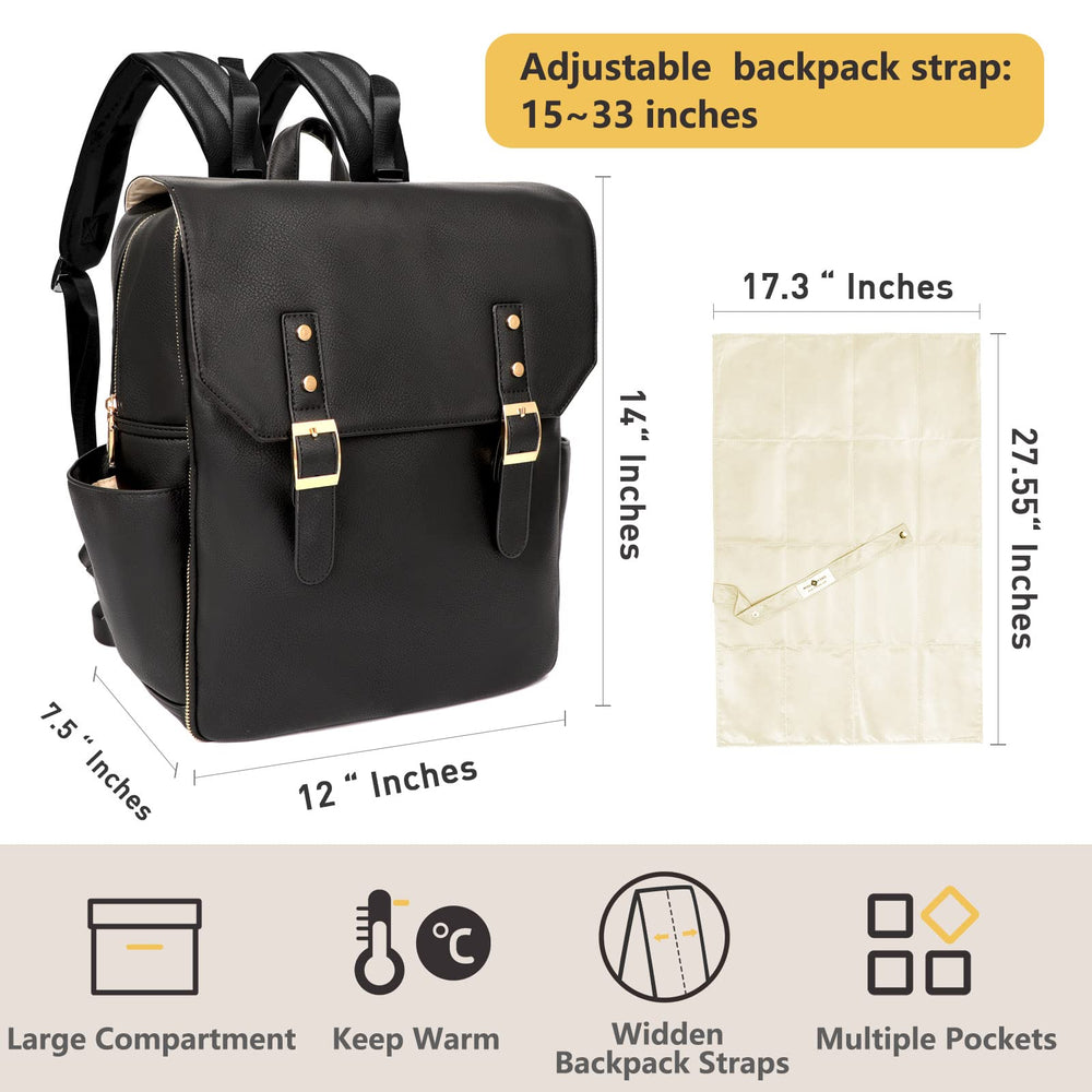 Miss Fong leather diaper bag backpack laptop pocket fits up to 15.6"
