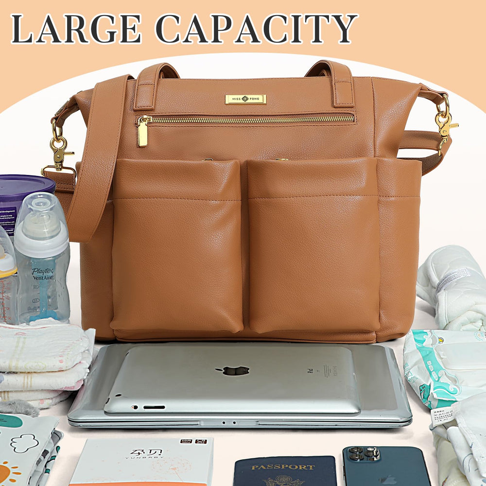 Miss Fong easy-care leather tote cleans with a wipe.