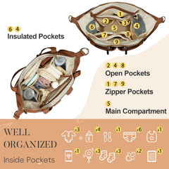 Miss Fong changing pad included for comfortable diaper changes on the go.