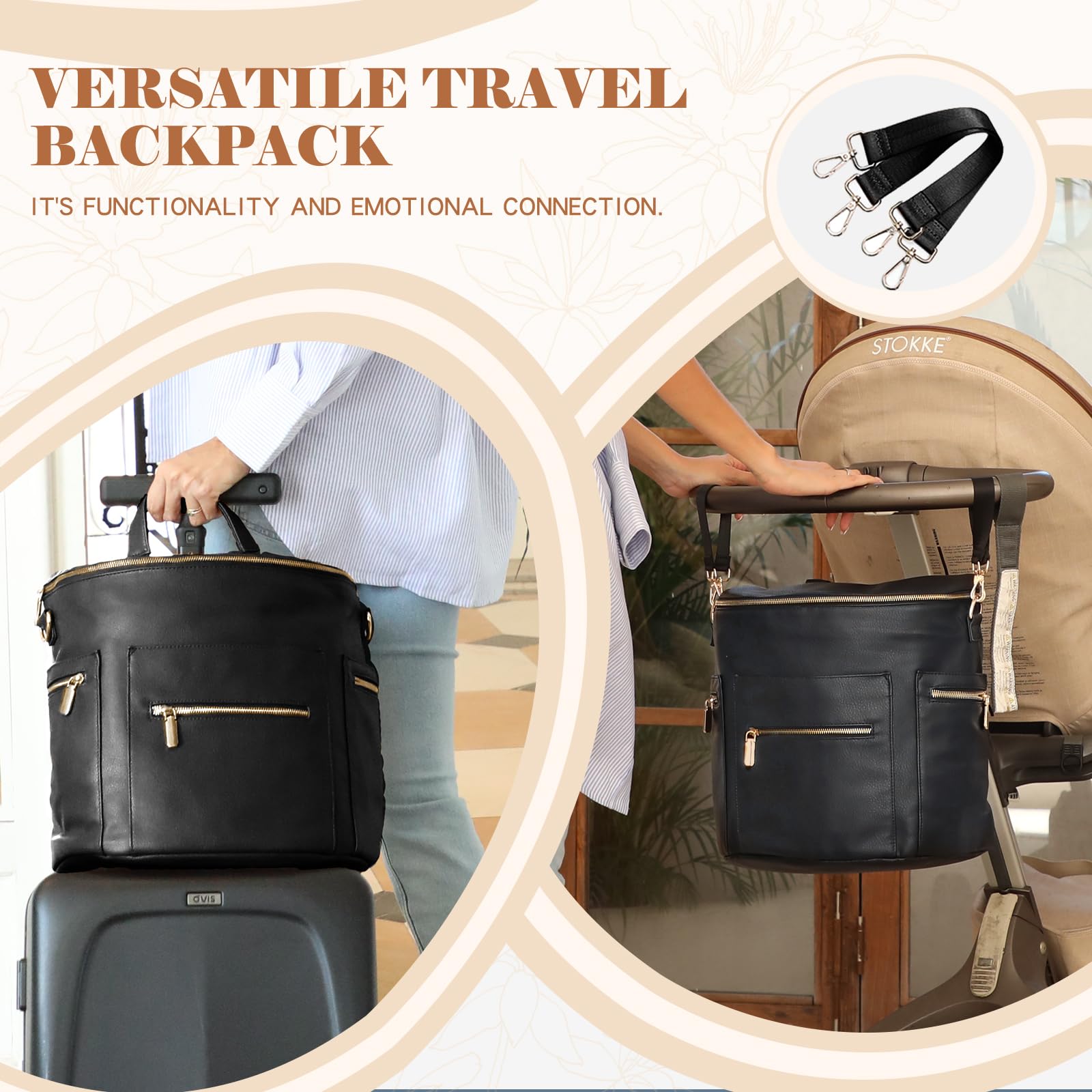 miss fong Moon Shaped Diaper Bag inside view reveals clear light lining for quick access