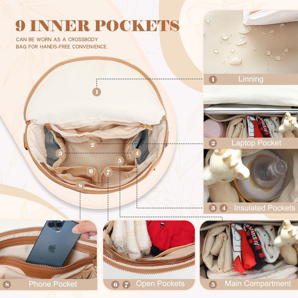 16 pocket layout of Miss Fong diaper bag for organized baby gear