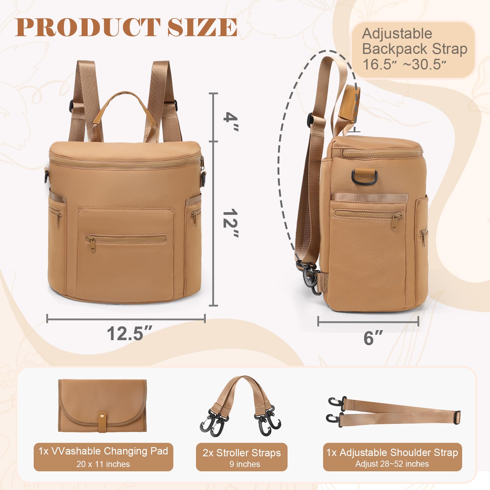 Interior organization of Miss Fong diaper bag highlighting pockets and compartments