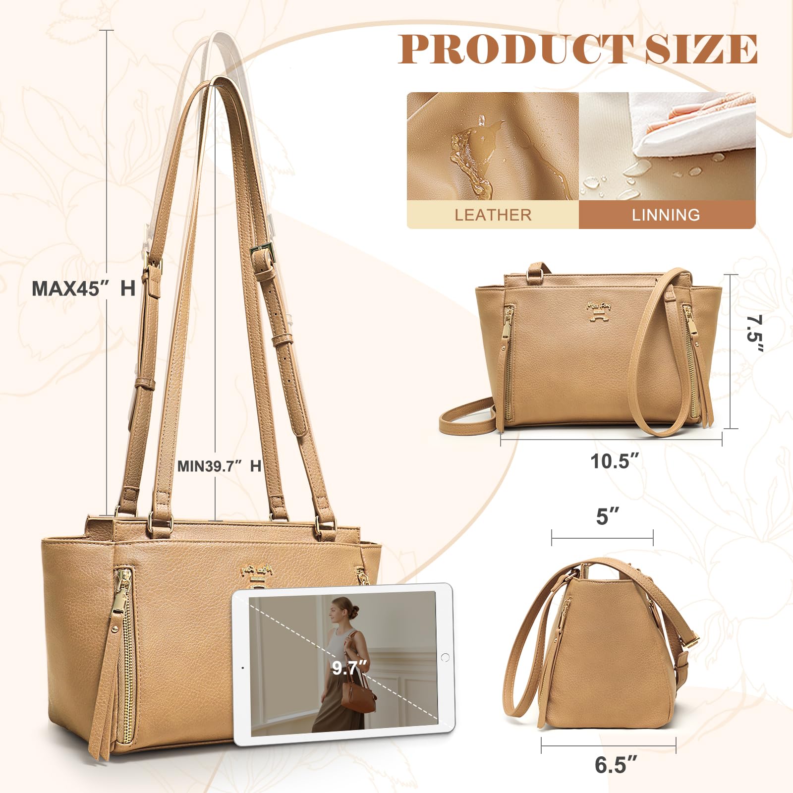 Miss Fong adjustable shoulder strap adapts for comfortable all-day wear.