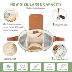 Miss Fong adjustable strap attachment fits most stroller bars securely
