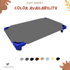 Mississippi Cotton daycare cot sheet in use demonstrates easy care for busy centers.