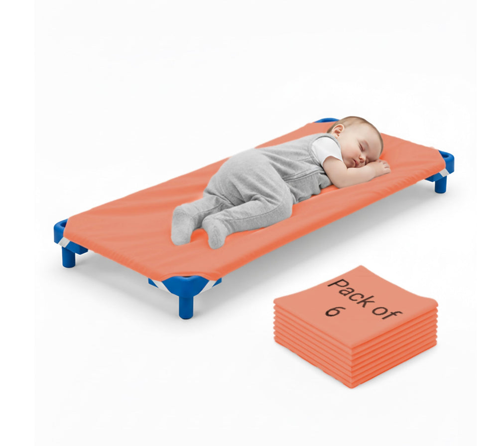 Mississippi Cotton daycare cot sheets front view—soft, inviting nap surface.