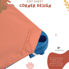 Mississippi Cotton cot sheets with secure elastic corner straps.