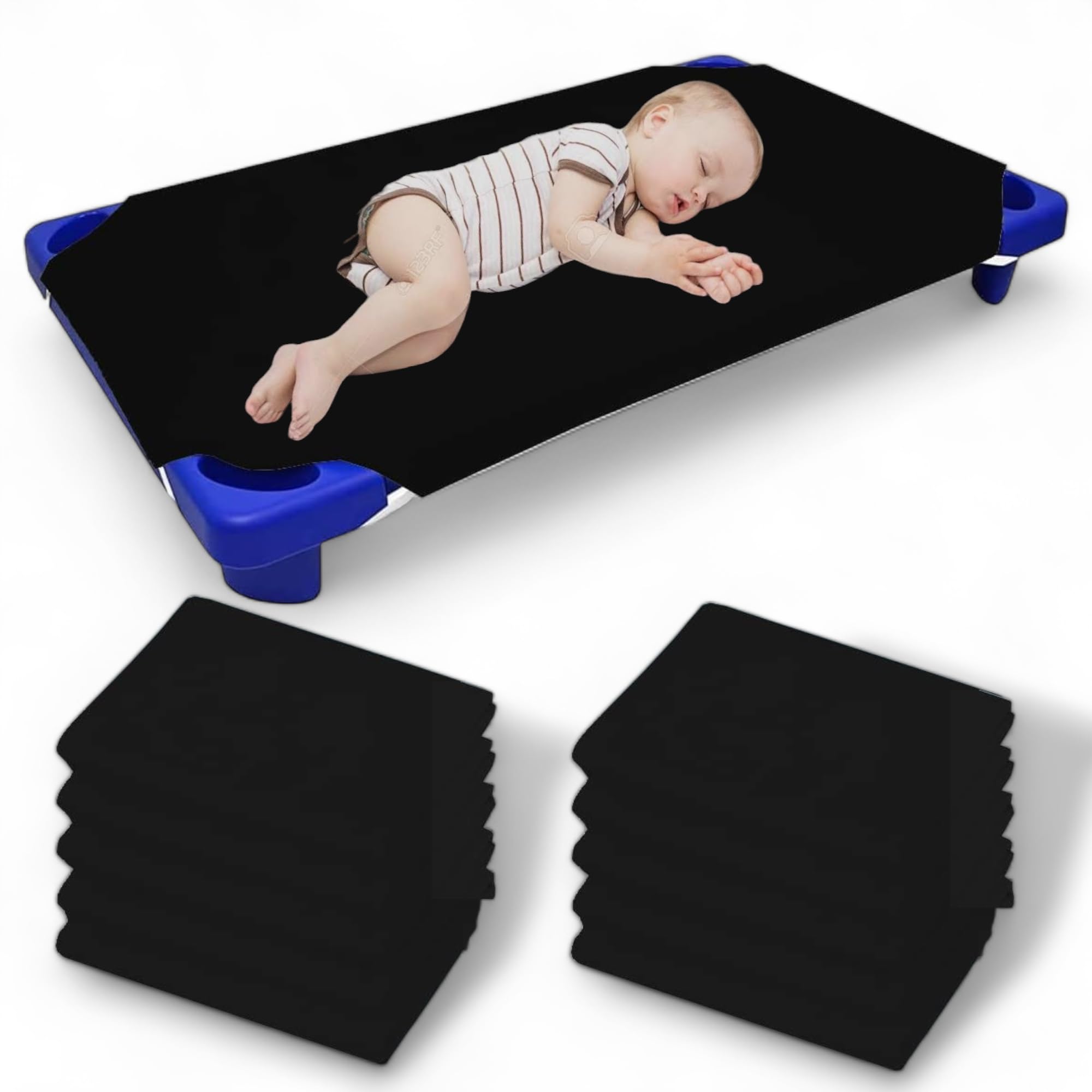 Mississippi Cotton navy blue pack 12 cot sheets fit 22x52 for daycare use