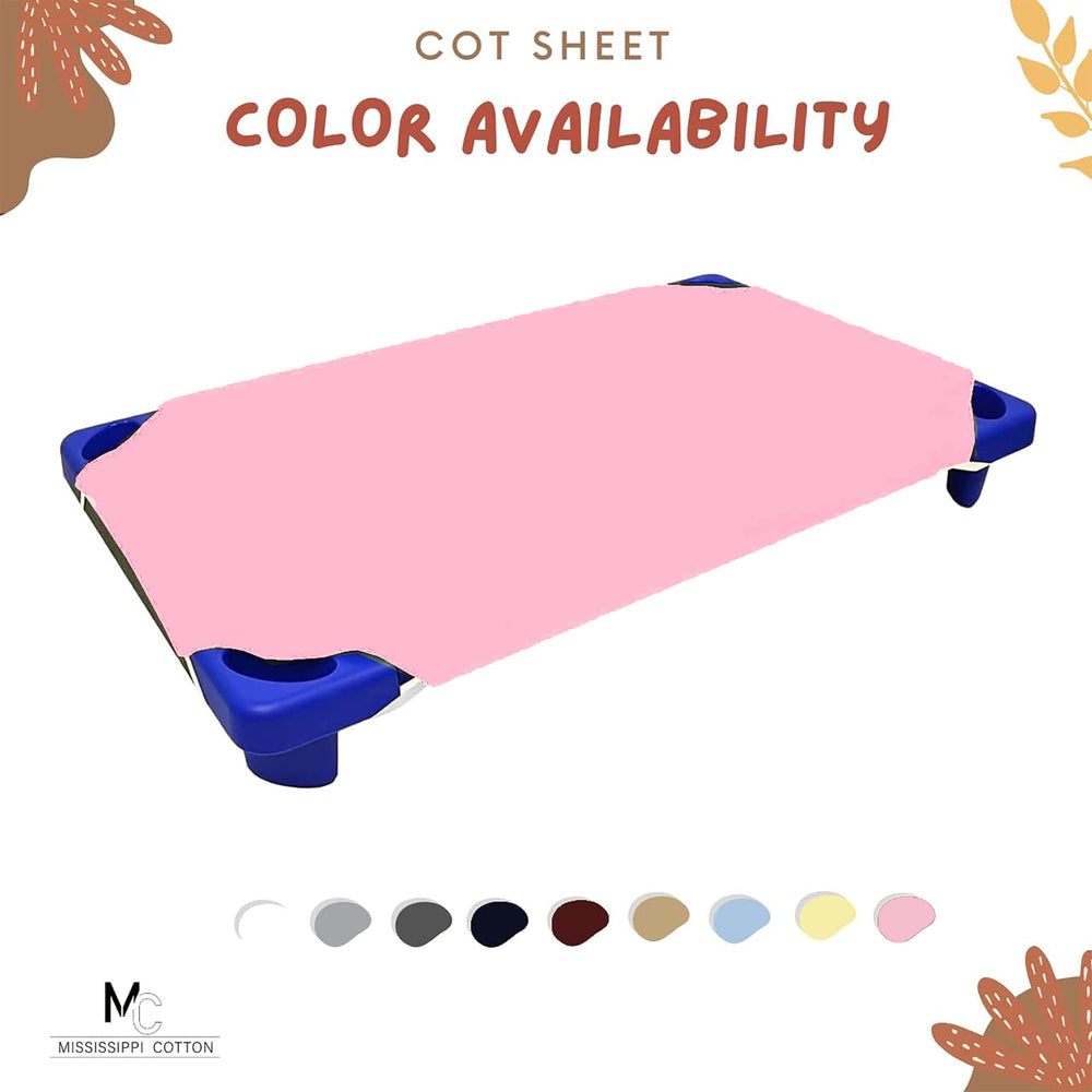 Mississippi Cotton Pack6 cot sheet blush 22x40 fabric detail shows soft polycotton blend.