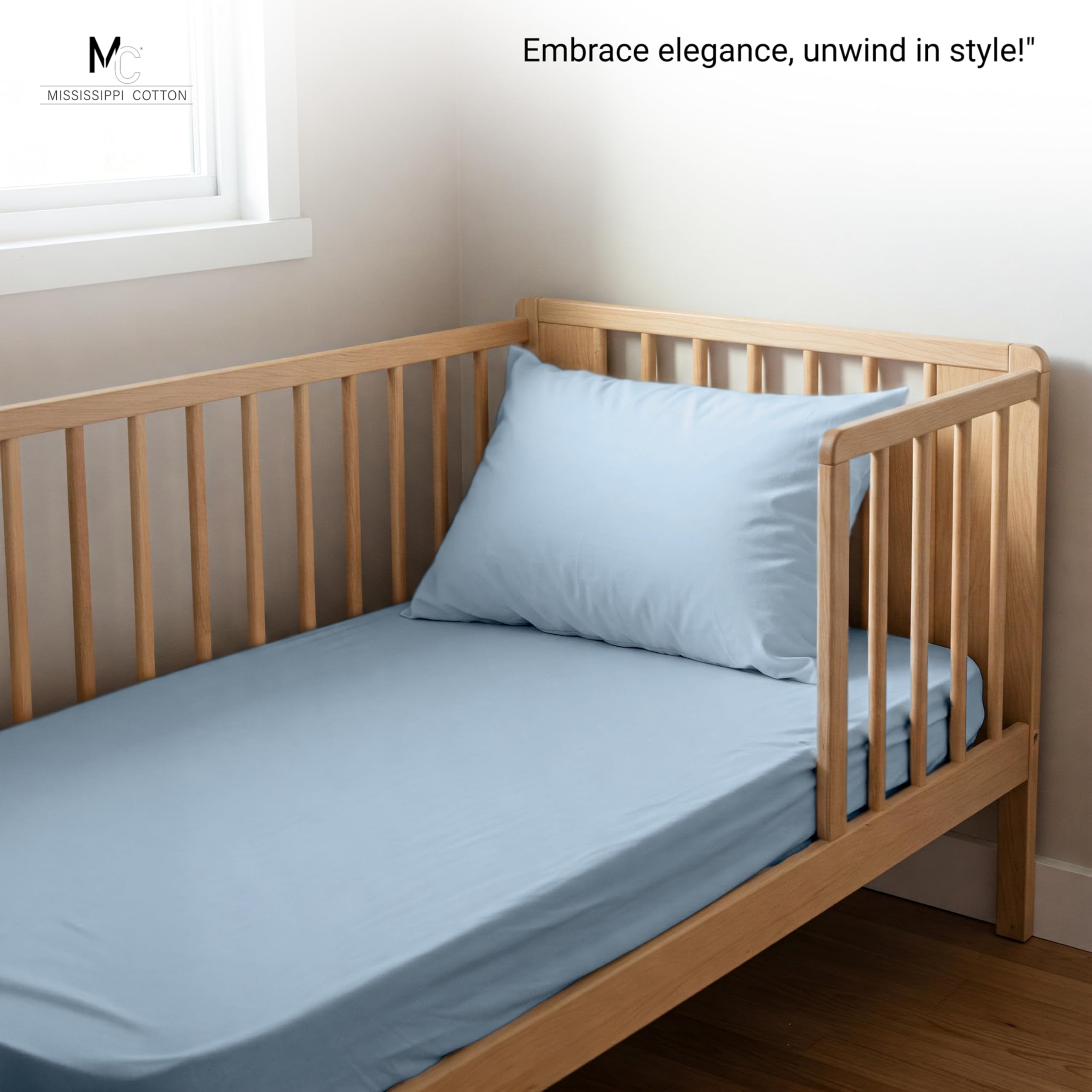 Mississippi Cotton flat sheet with bottom elastic corners stays neatly in place.