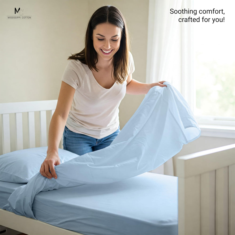 Mississippi Cotton pillowcase with envelope closure offers easy on/off and secure fit.
