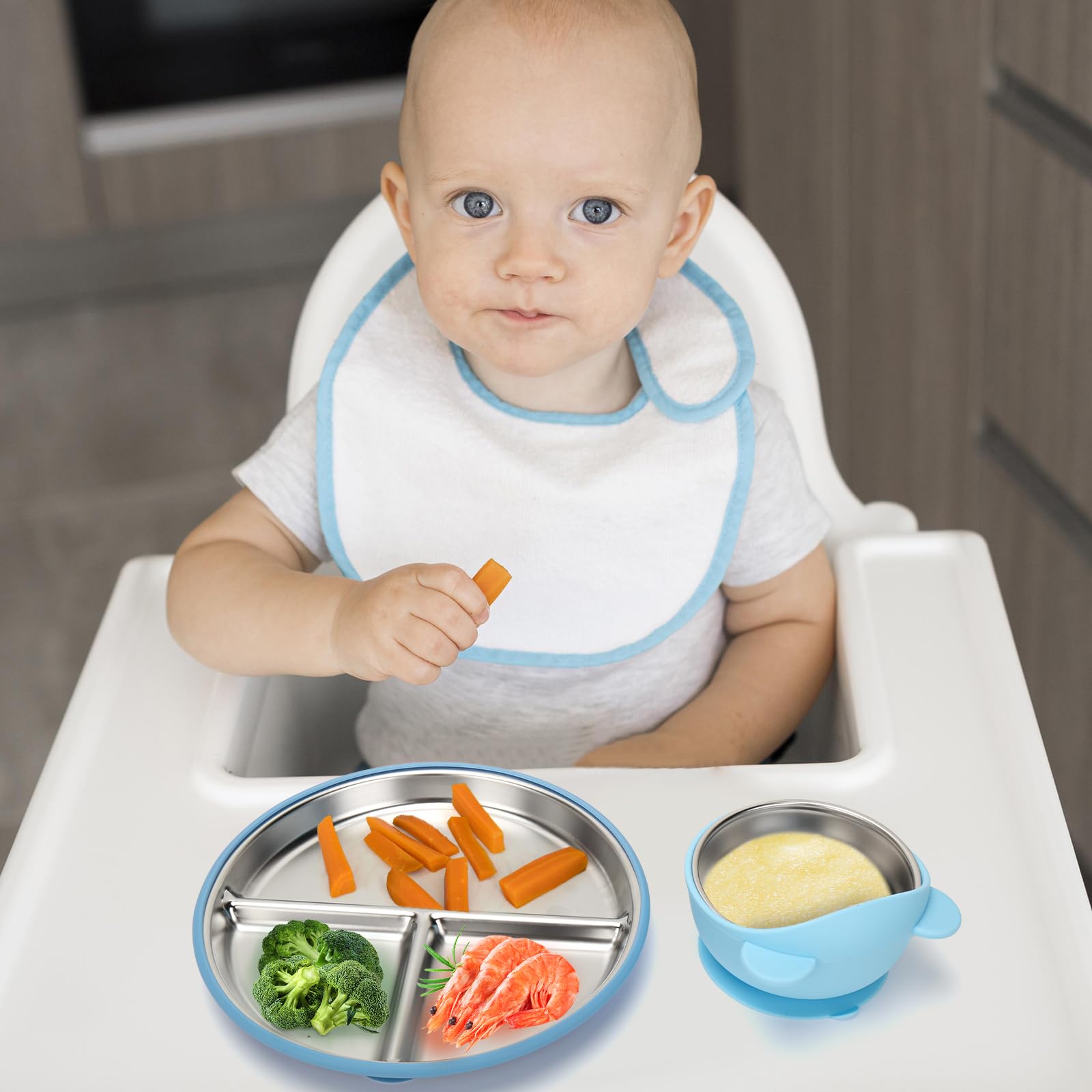 MISSLILI compact, high-chair and lunchbox friendly feeding set