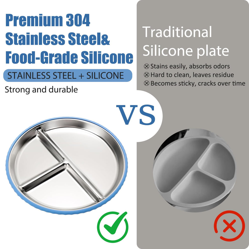 MISSLILI removable silicone suction base provides stable, mess-free dining.