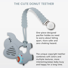 MISSLILI silicone teether features a one-piece design for safety and simplicity.
