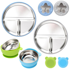 MISSLILI stainless steel baby plate with suction keeps meals tidy for toddlers