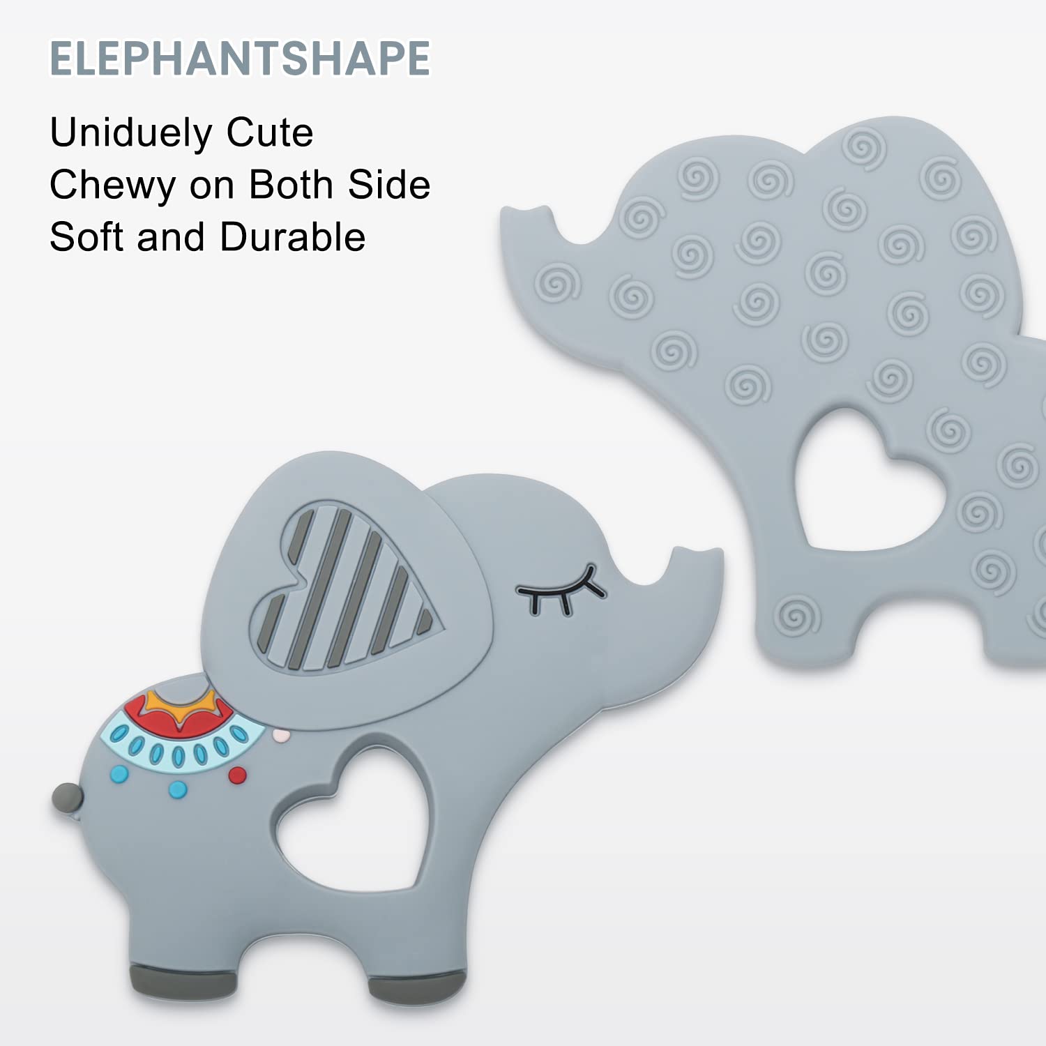 MISSLILI teether made of 100% food-grade silicone, BPA-free and CPSIA tested.