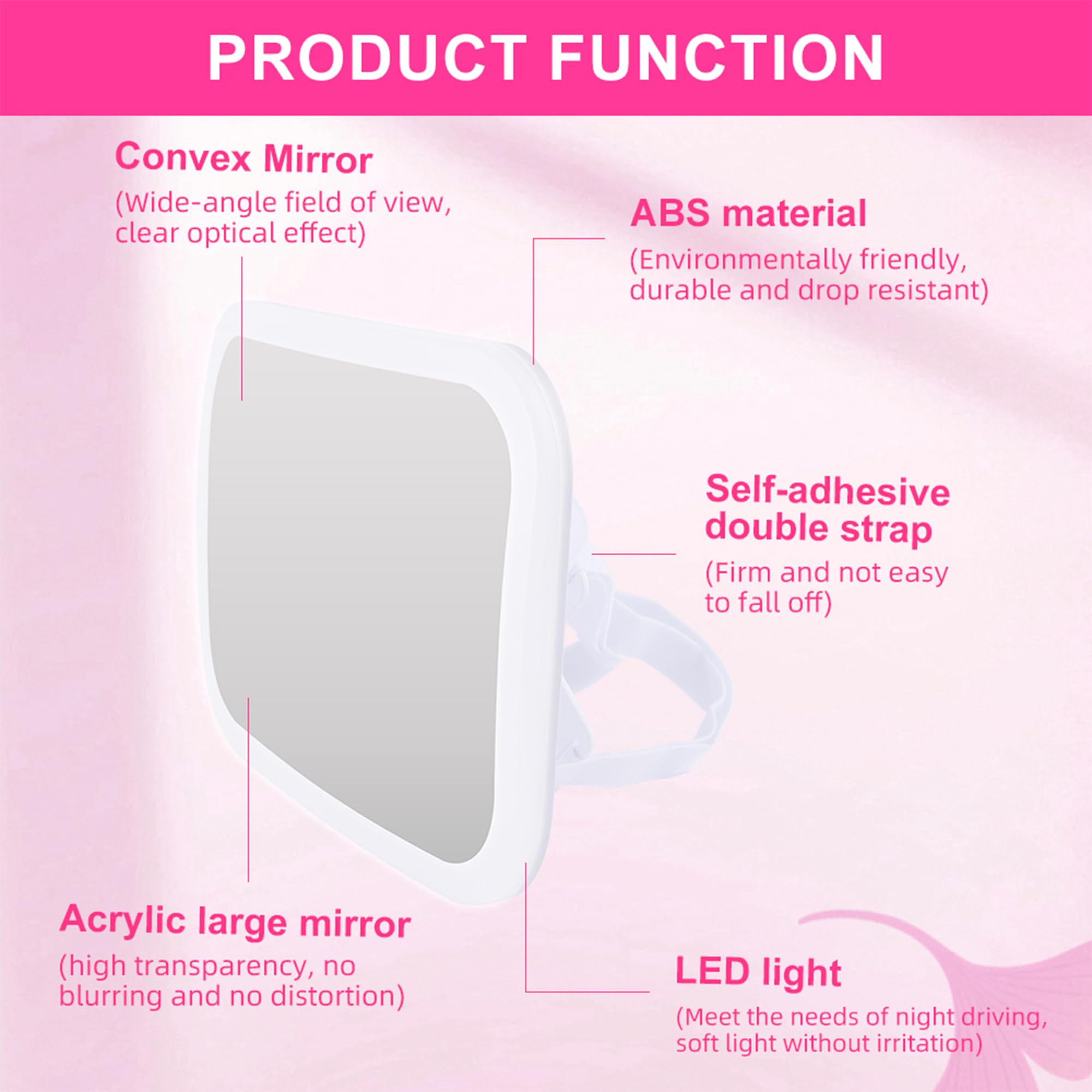 MissMeeca mirror shows soft LED surround light for gentle night checks.