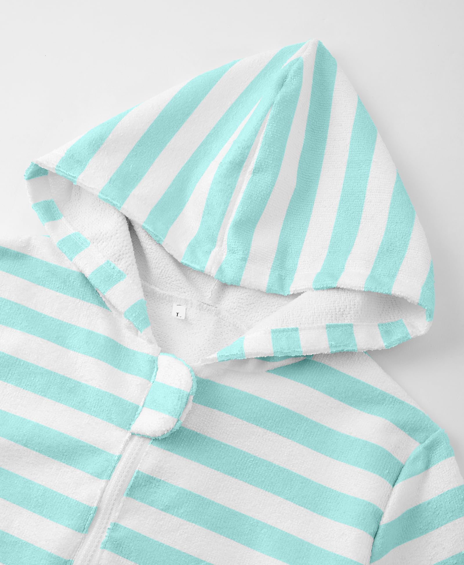 MissShorthair hooded towel poncho pocket detail for small-item storage at the pool