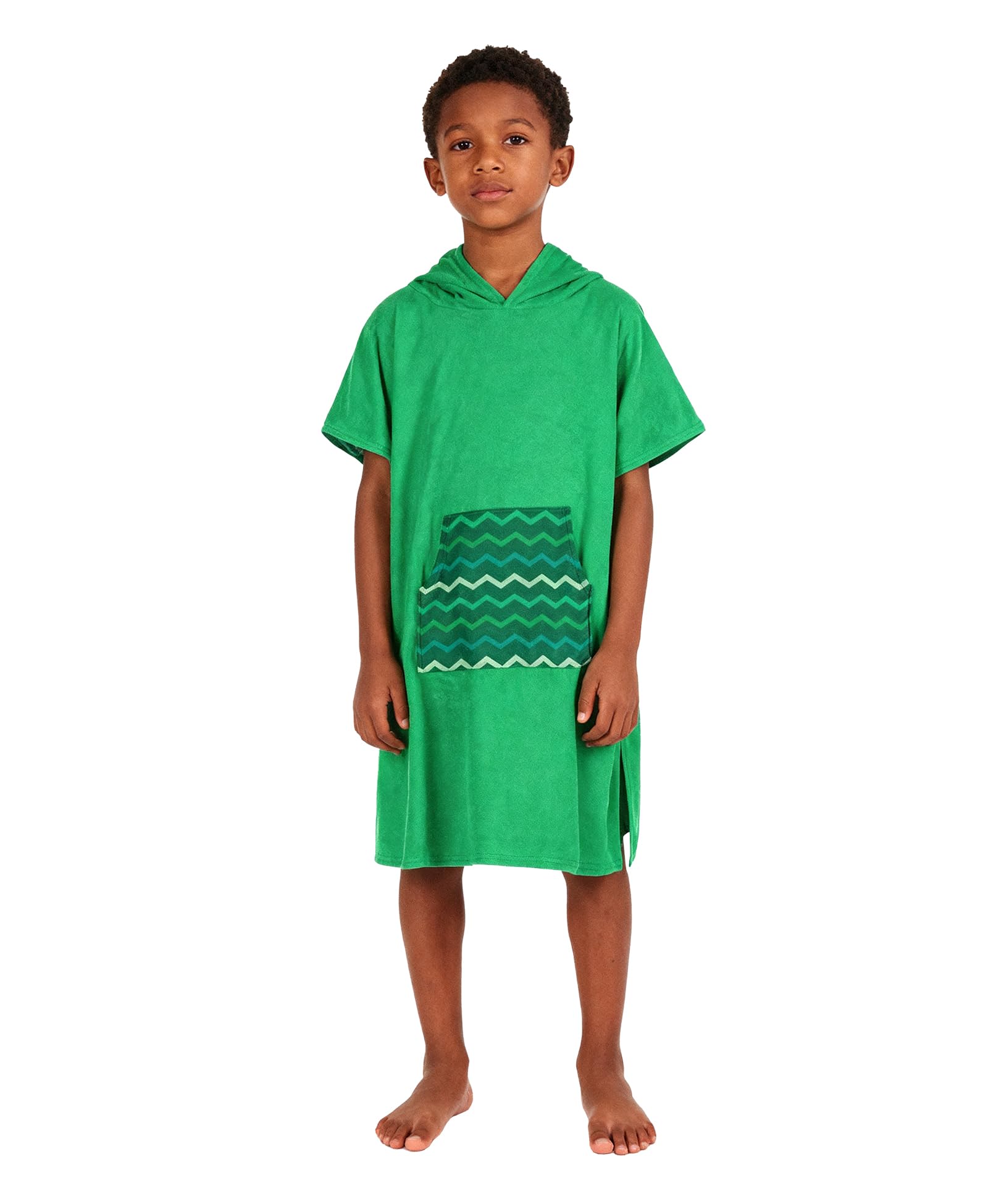 MissShorthair kids hooded poncho towel at the beach for quick drying after swimming