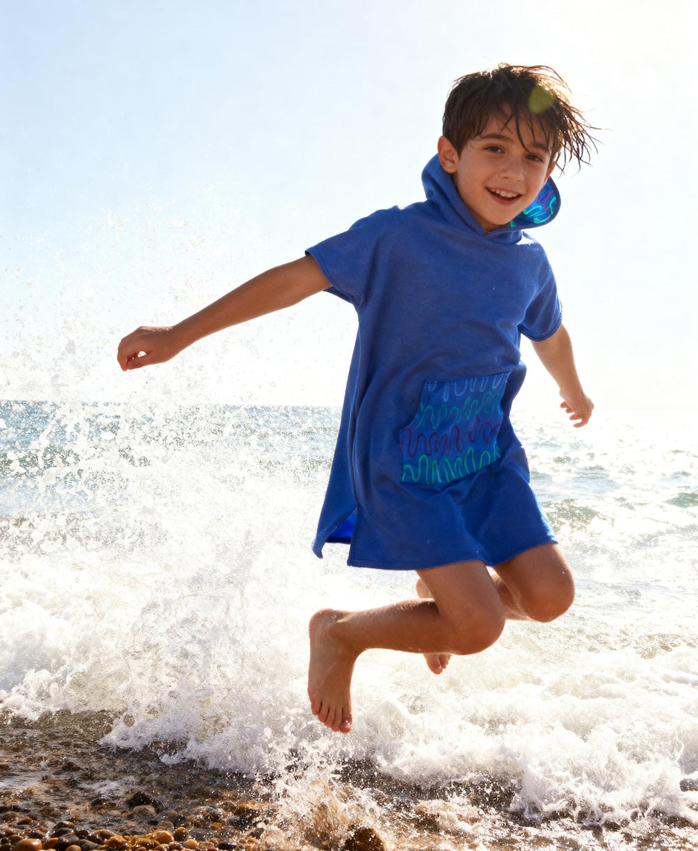 MissShorthair towel poncho size guide with XS-S-M options.