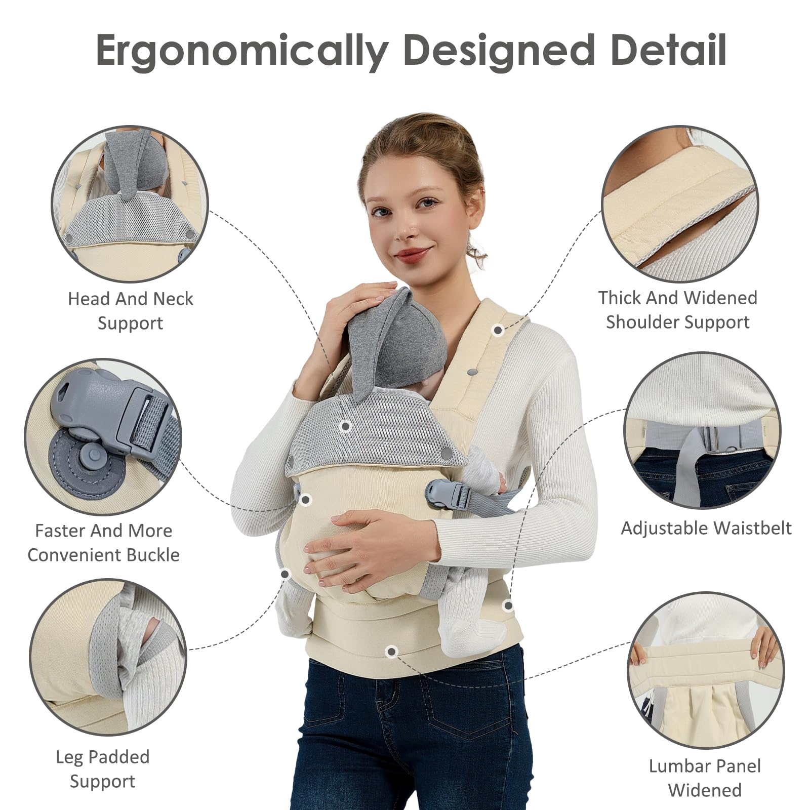MISSWISDOM adjustable design grows with child from newborn to toddler.