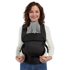 MISSWISDOM baby carrier with back-cross design supports all-day comfortable wear.