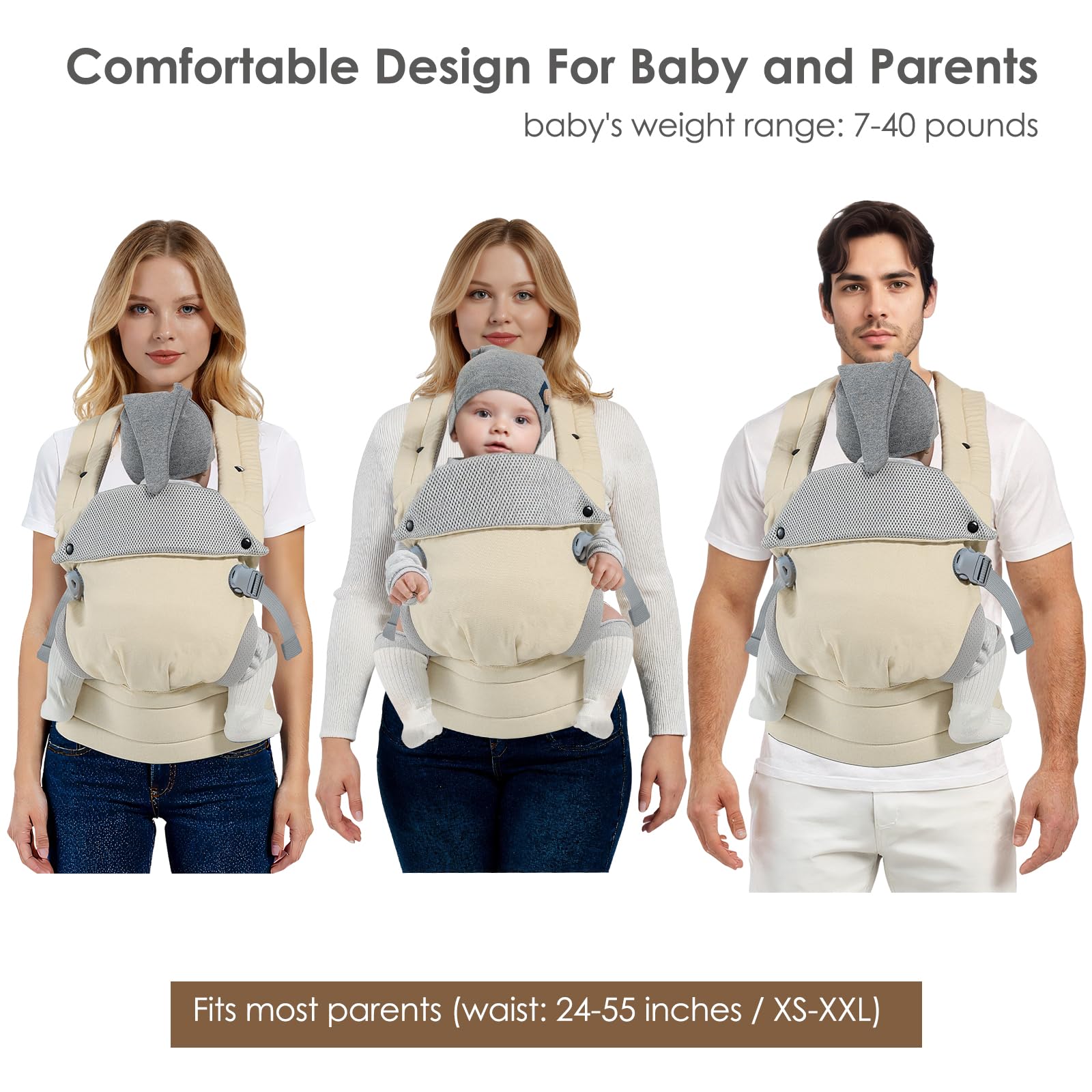 MISSWISDOM baby carrier back-cross setup balances weight for easier lifting.