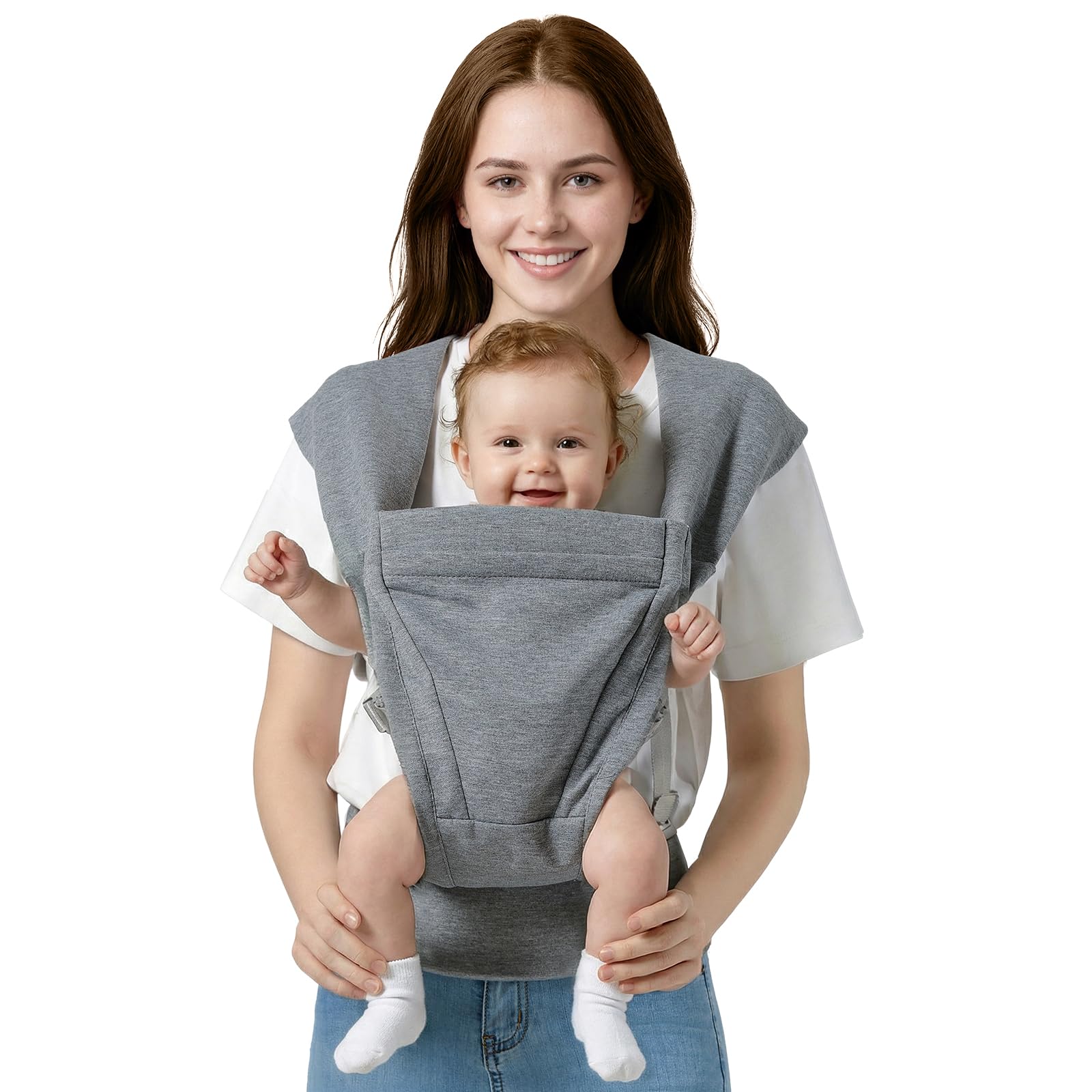 MISSWISDOM baby carrier with head support for secure newborn carrying and comfort.
