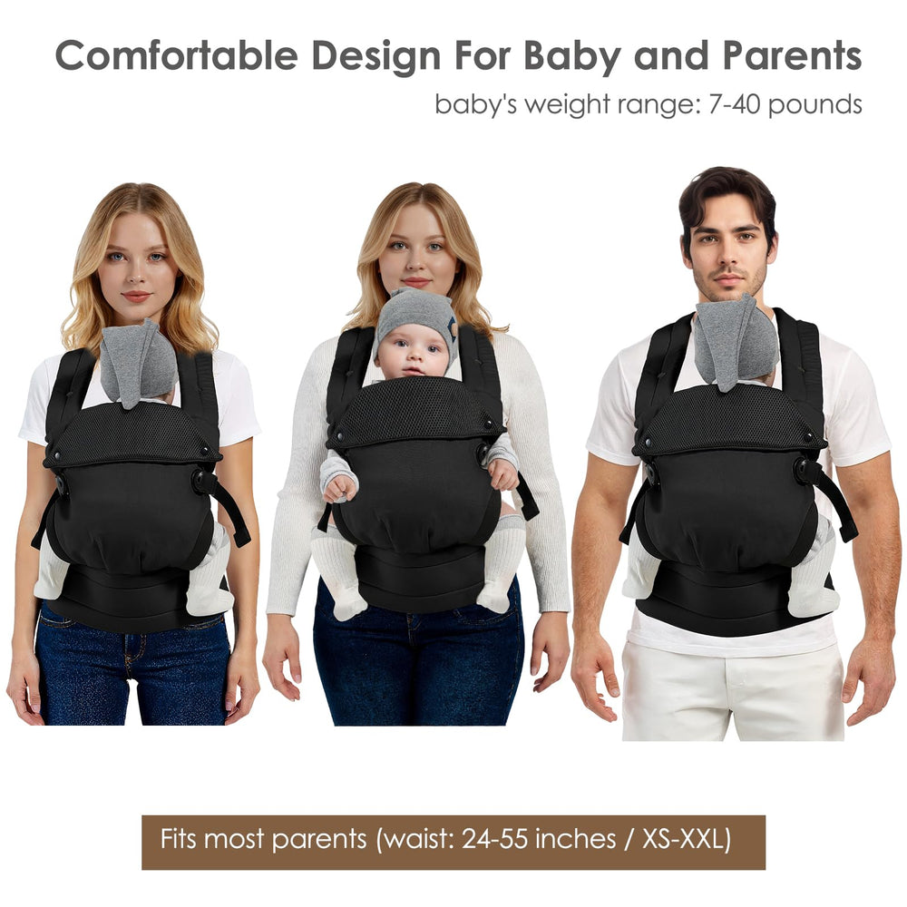 MISSWISDOM baby carrier demonstrates ergonomic hip support for healthy positioning.