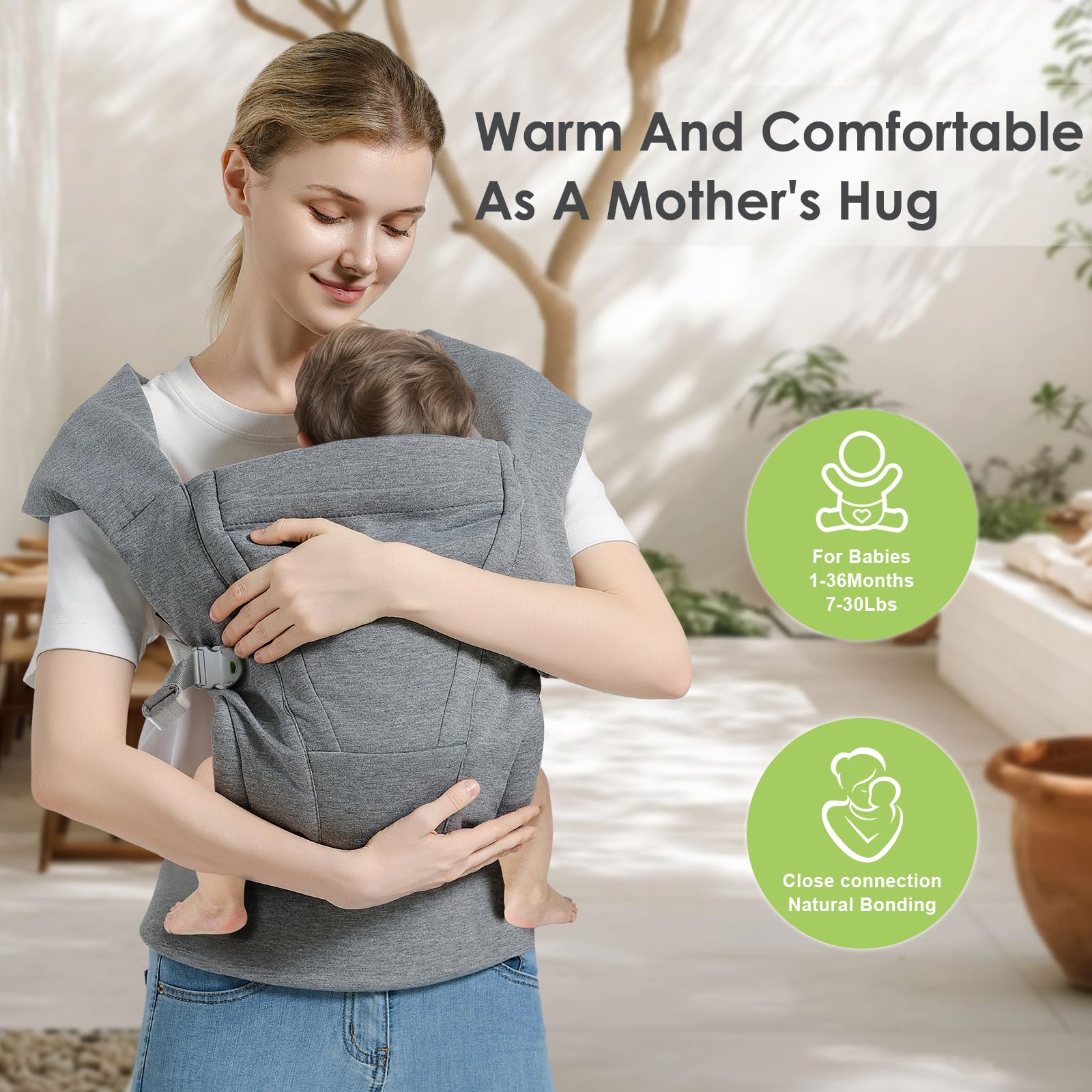 MISSWISDOM baby carrier showing enhanced lumbar support for parent comfort during wear.