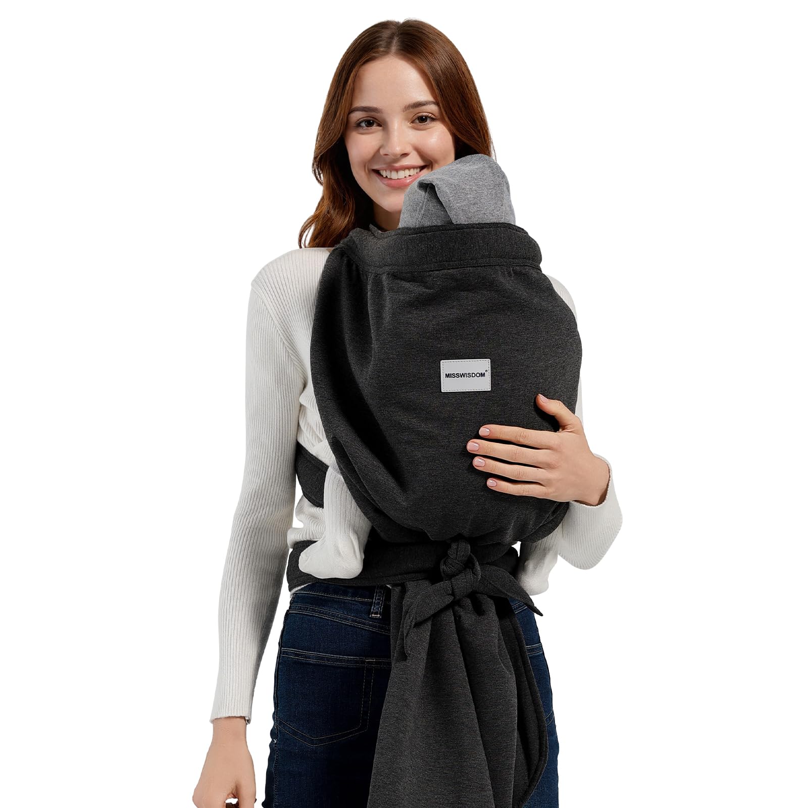 MISSWISDOM baby carrier on person shows universal fit for every wearer