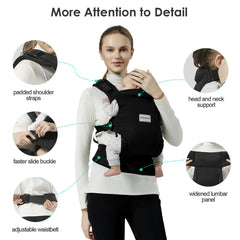 MISSWISDOM baby carrier adjustable shoulder straps ensure even weight distribution