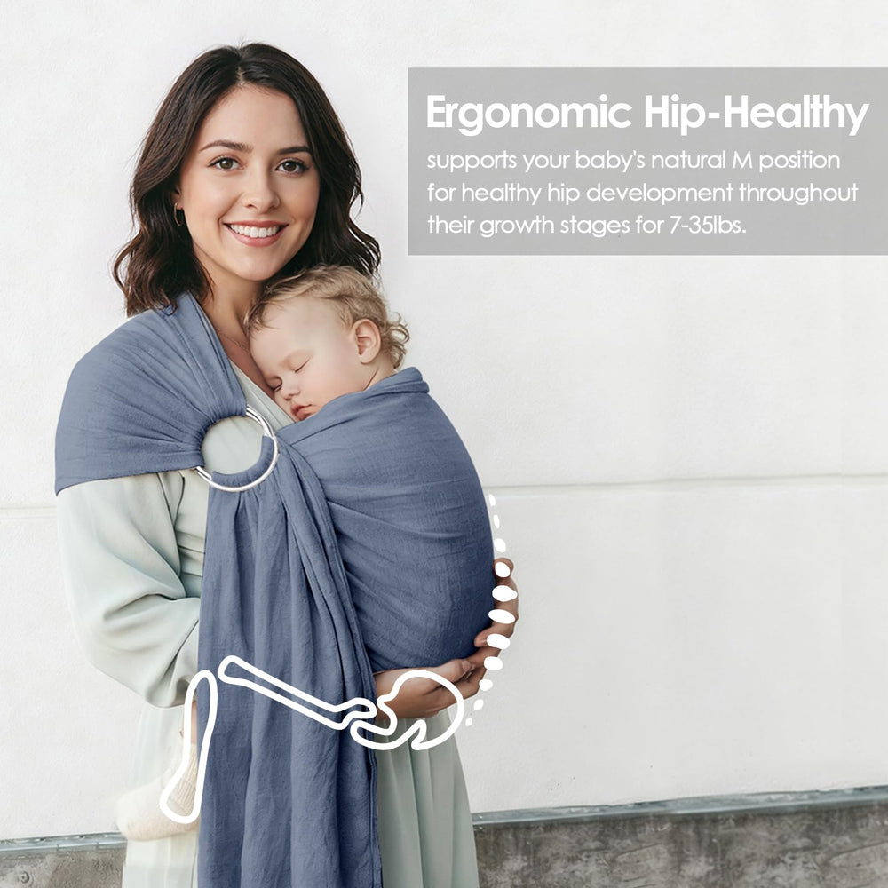 MISSWISDOM baby ring sling breathable fabric keeps baby comfortable in warm weather.