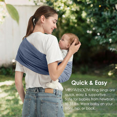 MISSWISDOM baby ring sling hip position demonstrates natural M-position for growing infants.