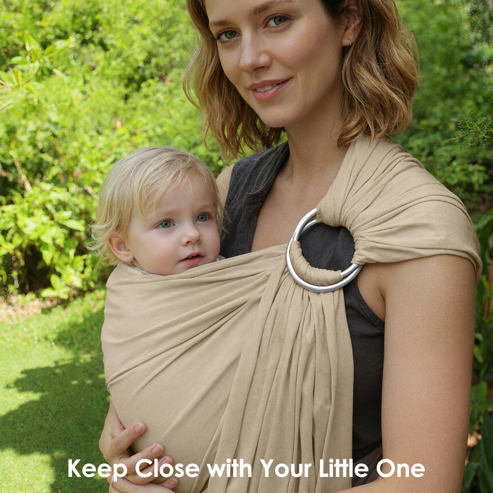 MISSWISDOM baby ring sling safety certification badge signals trusted safety for caregivers.