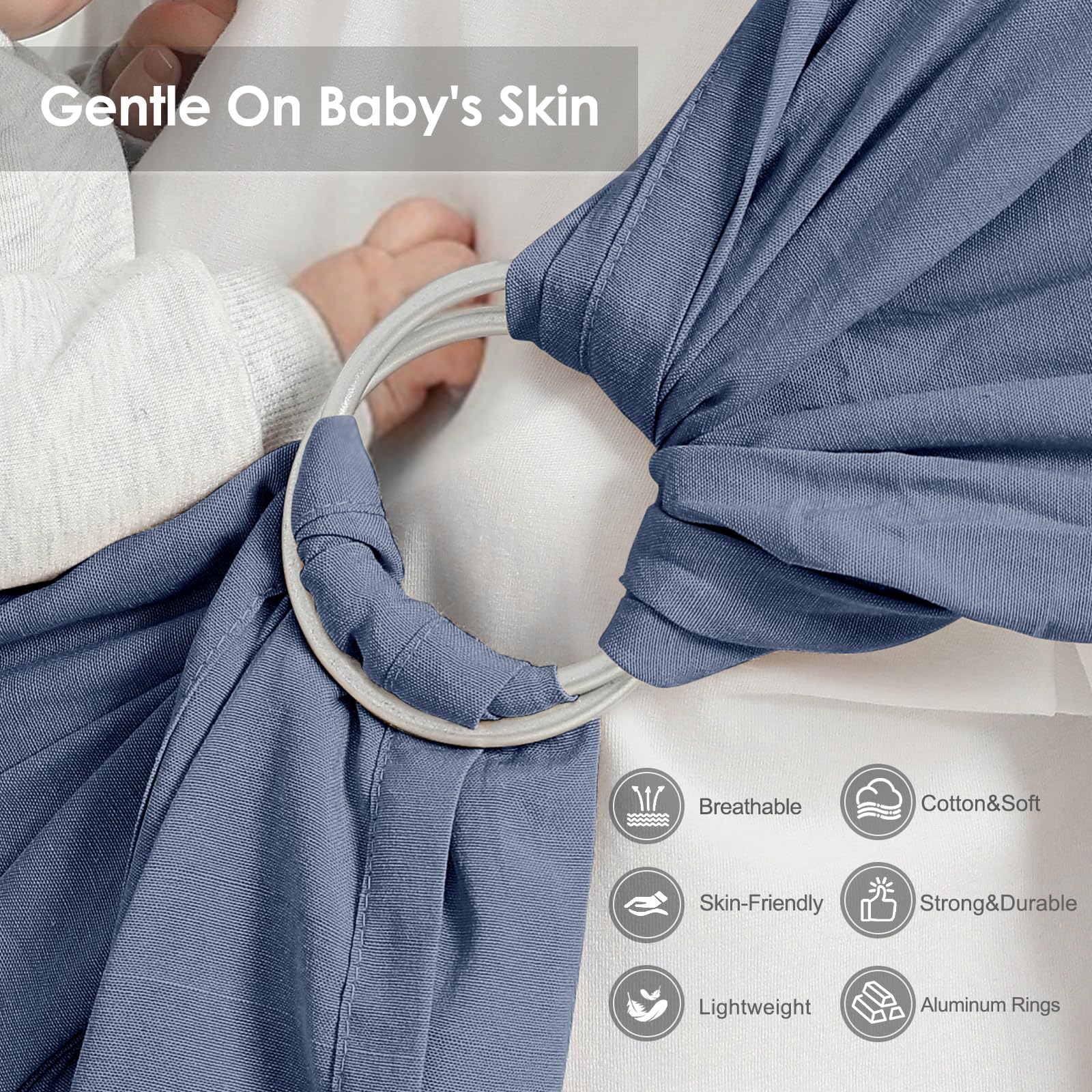 MISSWISDOM baby ring sling packable design shown for travel and quick setups.