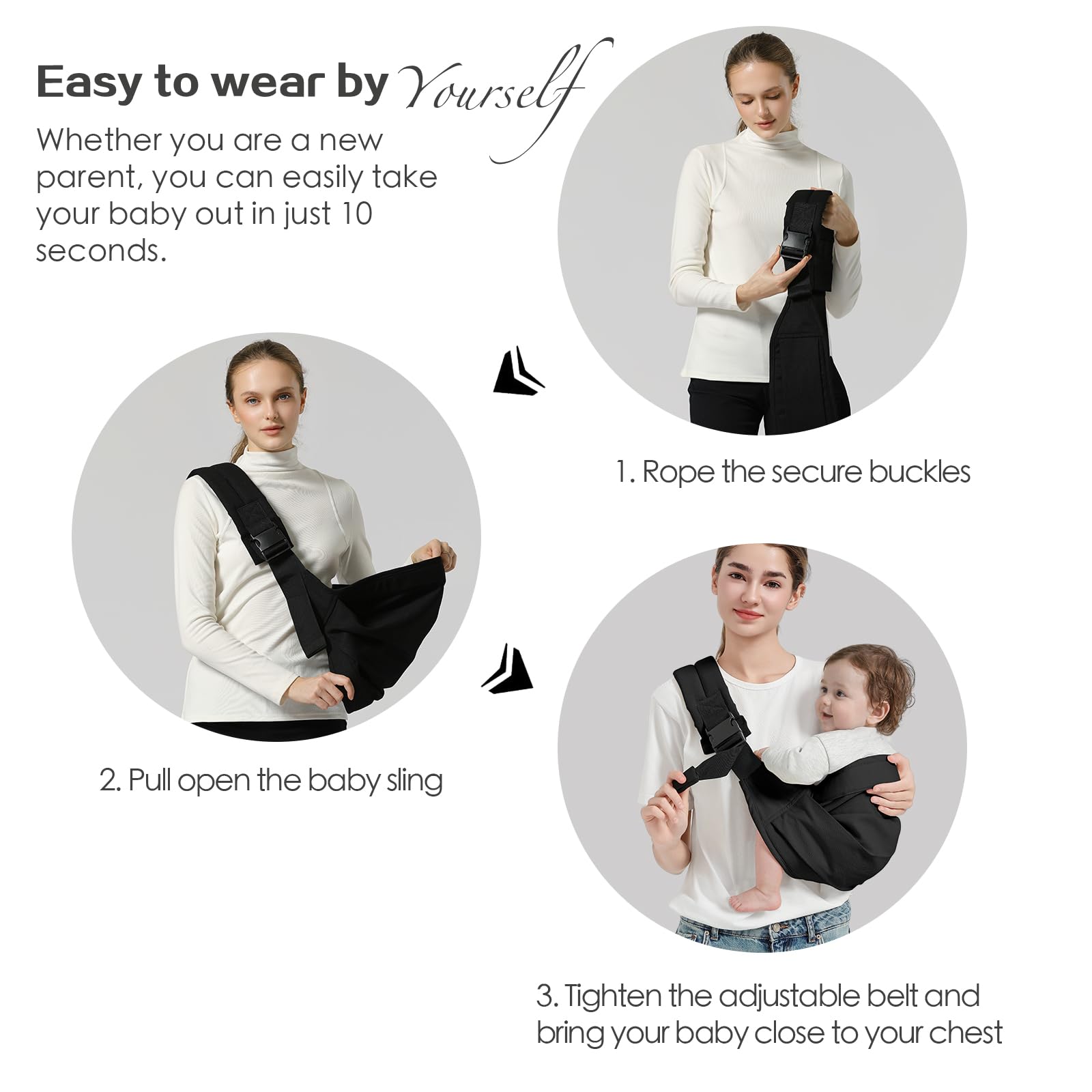 MISSWISDOM baby sling carrier folded compactly for easy daily carry.