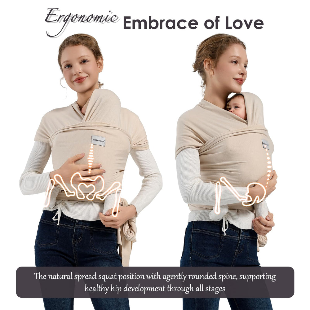 MISSWISDOM wrap shown as easy to wear with clear instructions