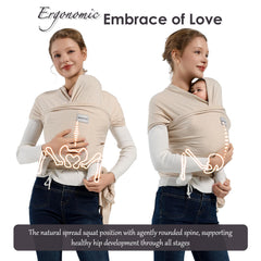 MISSWISDOM wrap shown as easy to wear with clear instructions