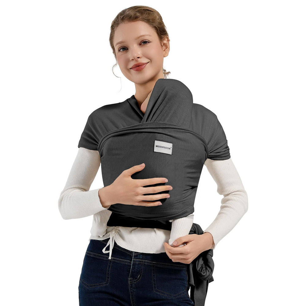 MISSWISDOM baby wrap demonstrates ergonomic design for baby comfort.