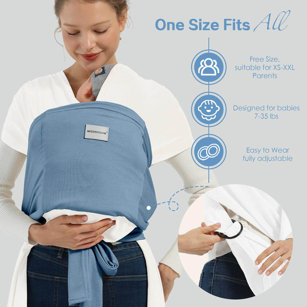 MISSWISDOM hands-free wear enables multitasking with baby nearby.
