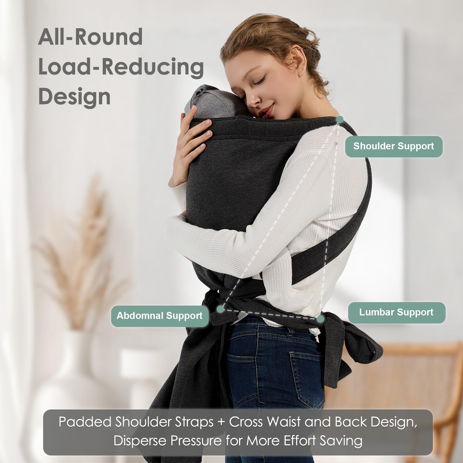 MISSWISDOM hands-free design lets you stay active with baby