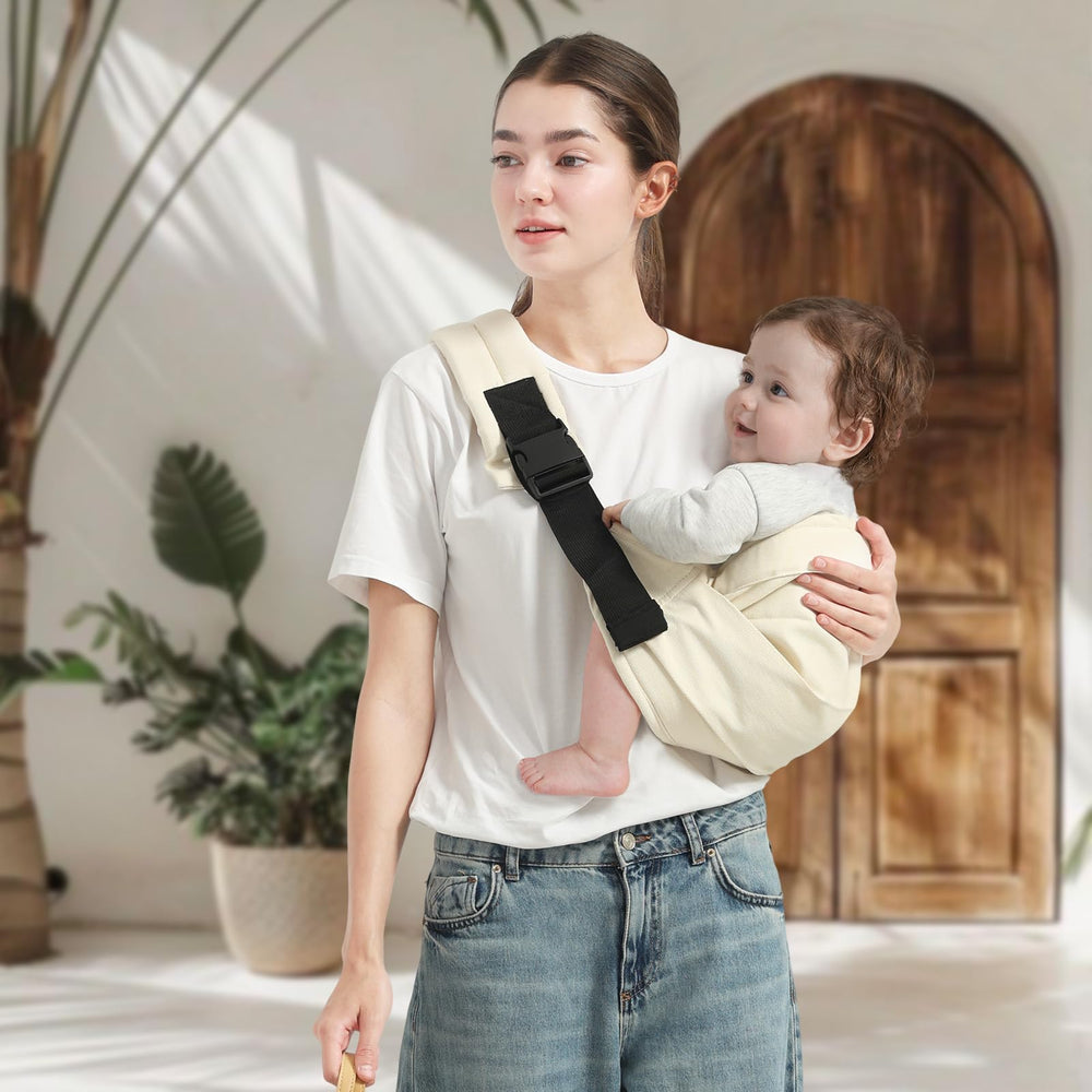 MISSWISDOM beige one-size sling is simple to wear and fits most caregivers.