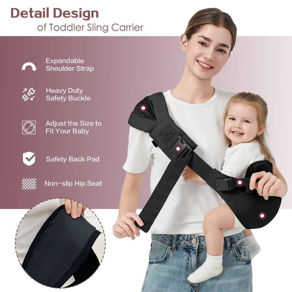 MISSWISDOM toddler sling hip seat provides secure non-slip support for baby