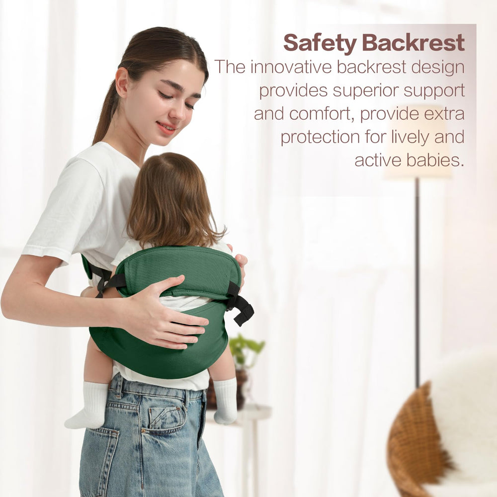 MISSWISDOM sling with non-slip hip seat keeping baby secure while shopping