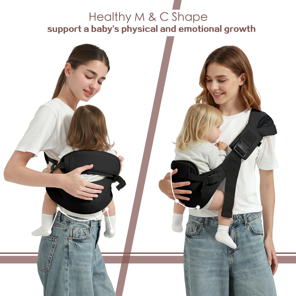 MISSWISDOM toddler sling shoulder adjustment highlights quick, comfortable wearing
