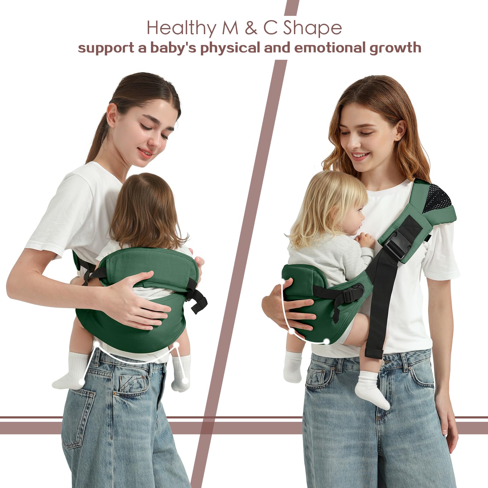 MISSWISDOM sling highlighting easy on-and-off single-shoulder design