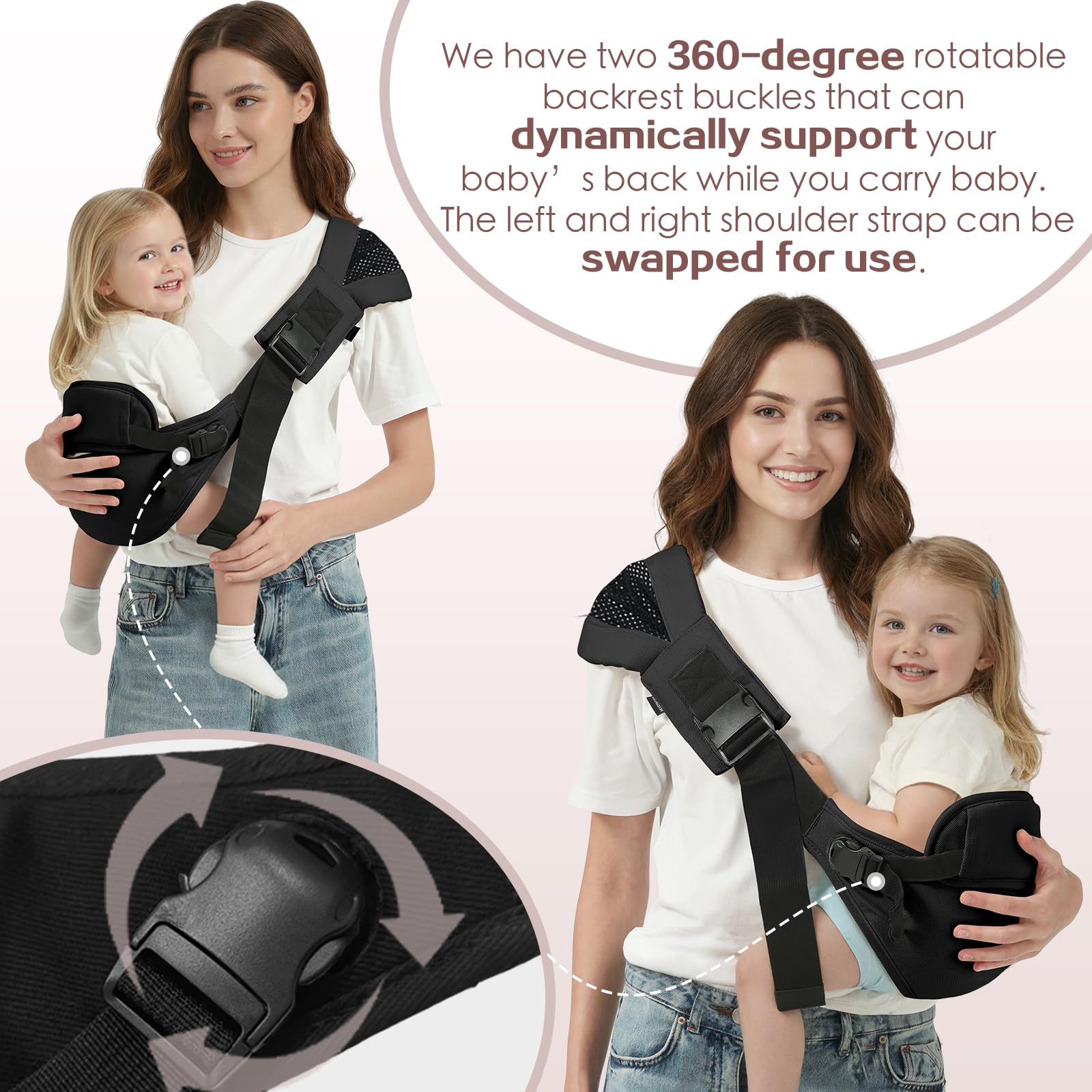 MISSWISDOM toddler sling single-strap design enables easy on-and-off