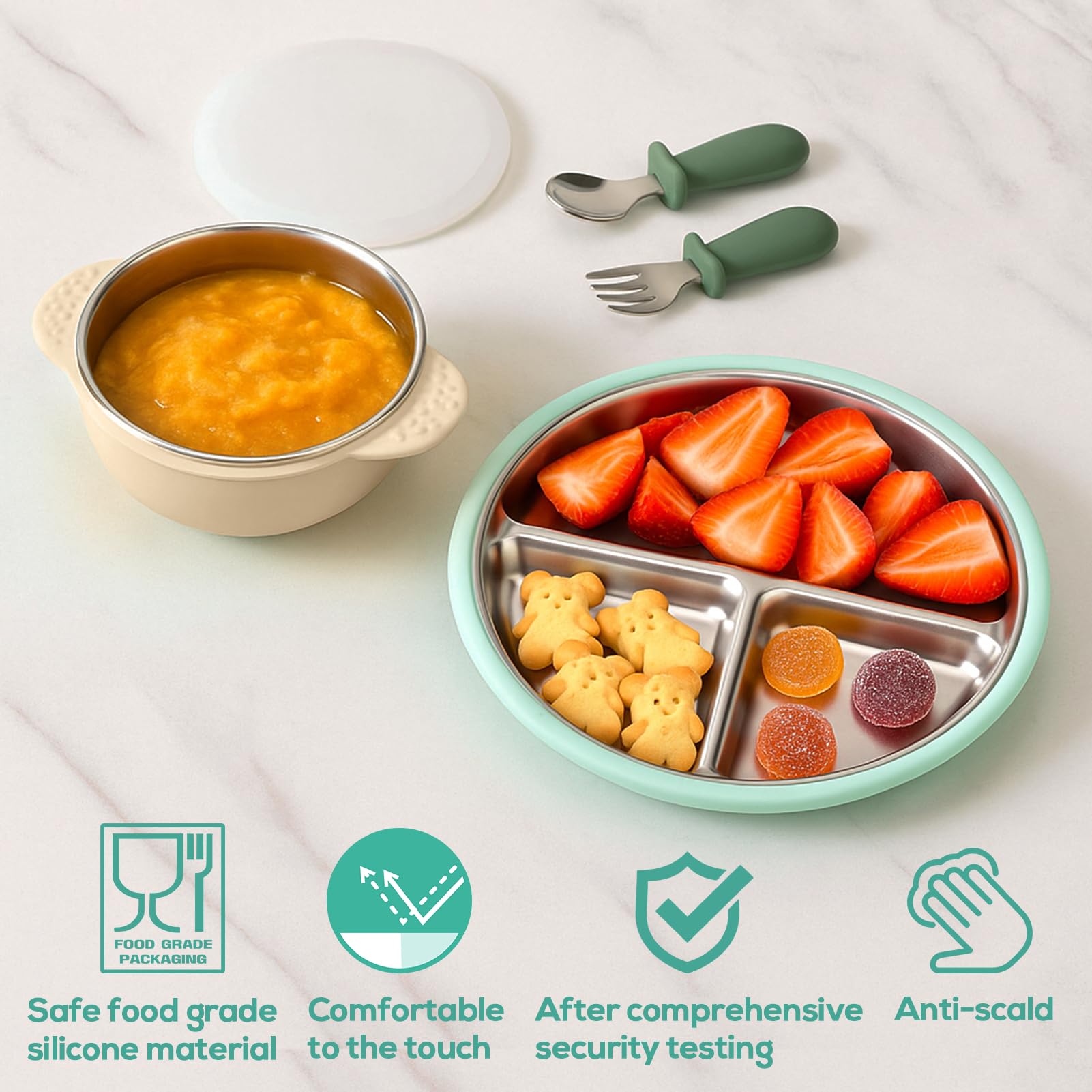 Mity rain child-safe fork designed for tiny hands.